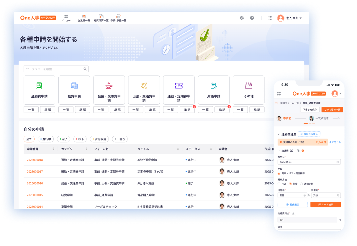 One人事[ワークフロー]画面イメージ
