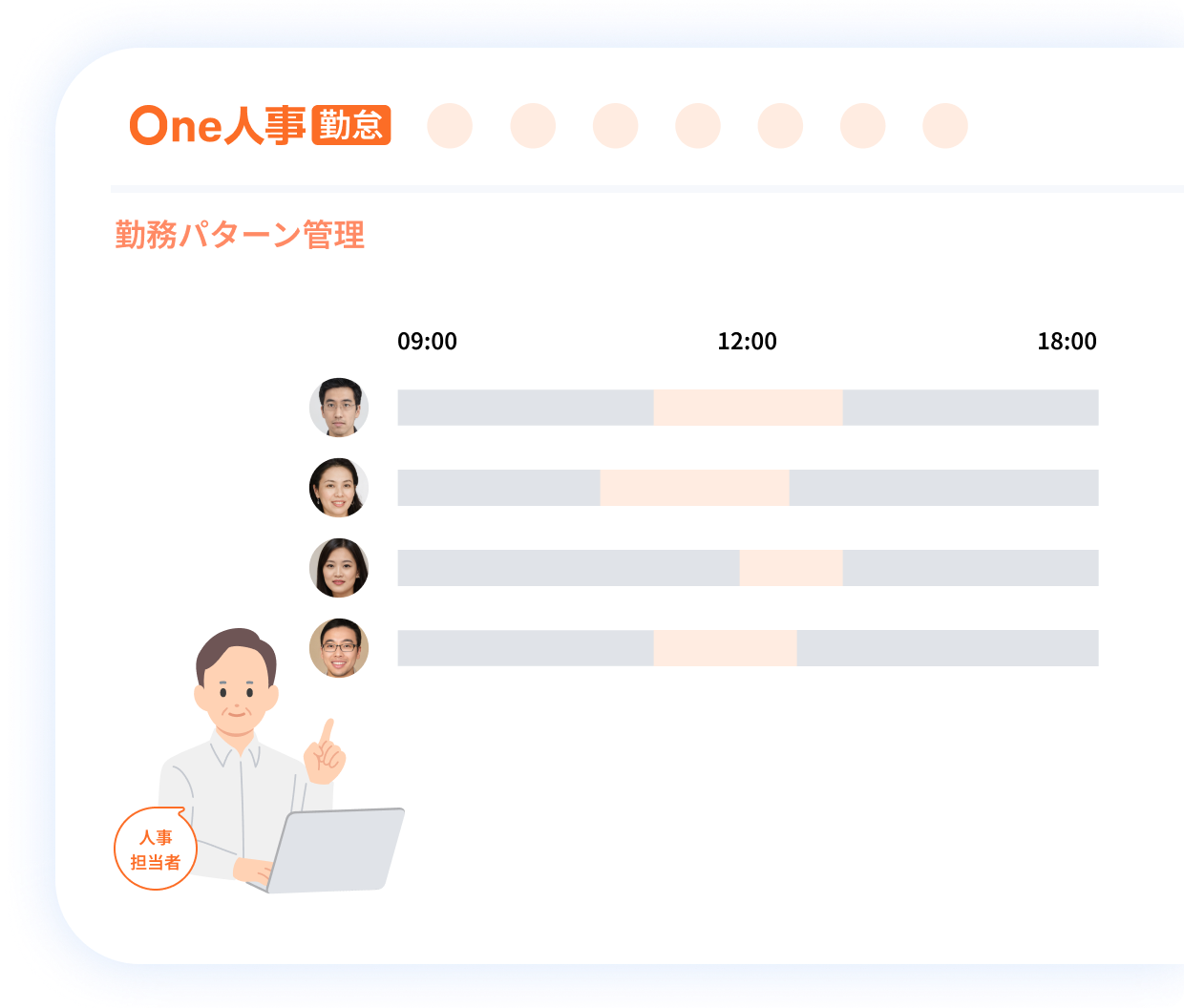 1つ目の勤務パターン管理の特徴イメージ