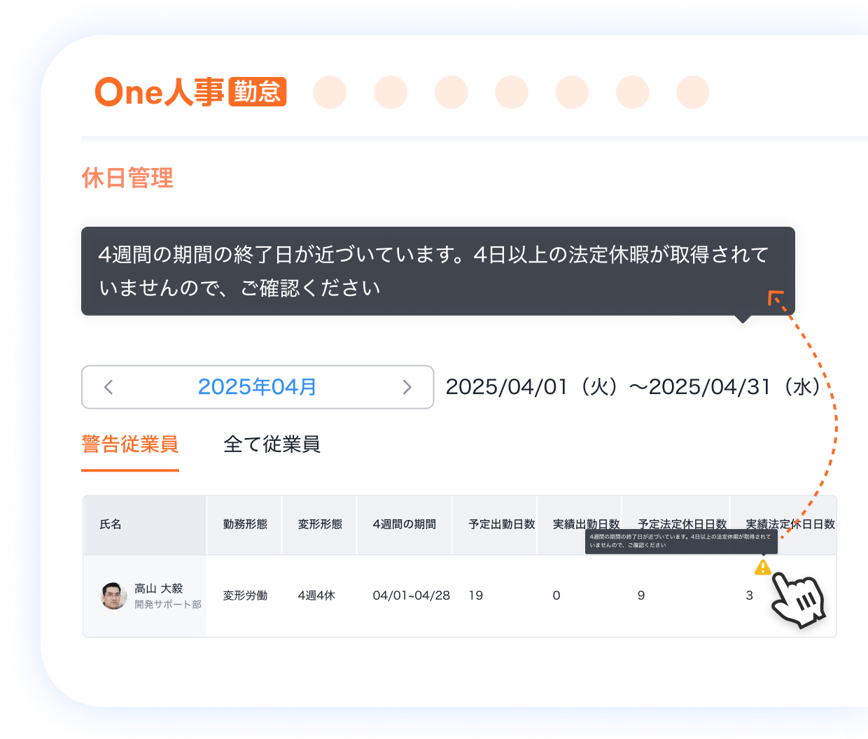 3つ目の勤務パターン管理の特徴イメージ